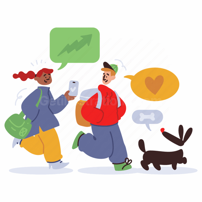 increase, arrow, heart, message, talk, conversation, dog